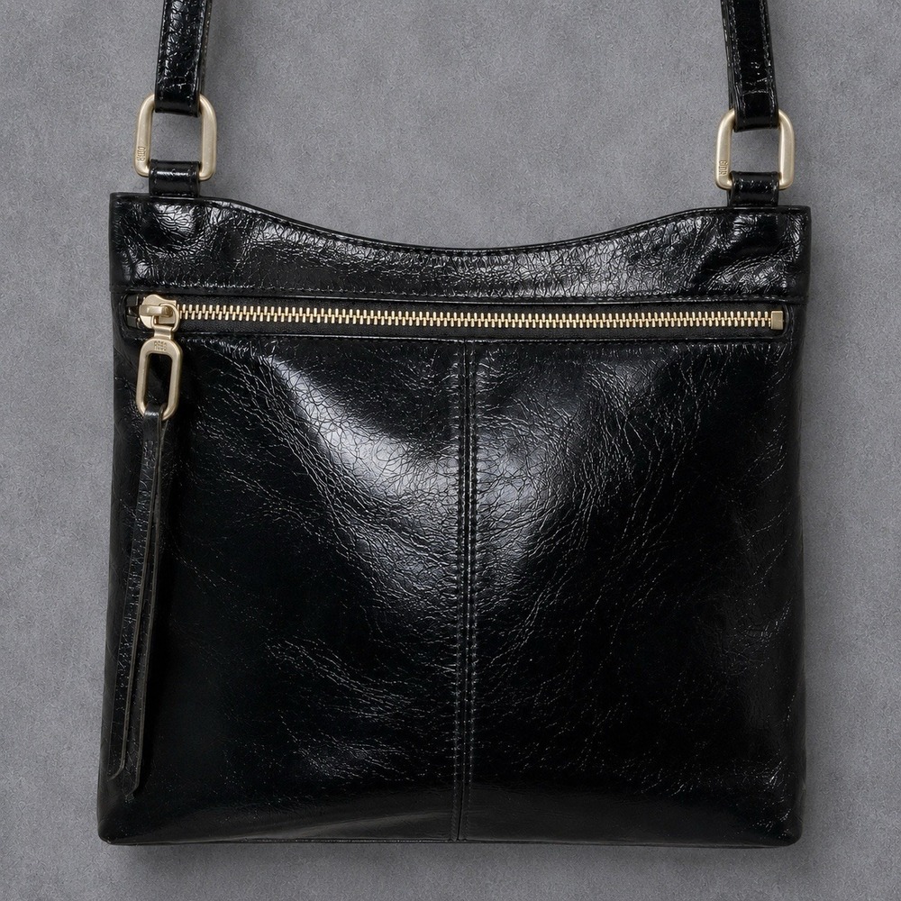 HOBO International Cambel Black Leather Crossbody Shoulder Bag Purse Slim - Picture 3 of 7